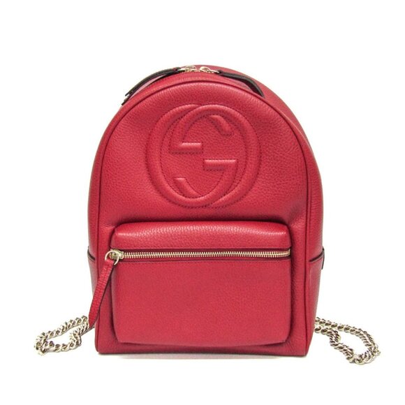 GUCCI Red Leather Backpack - Picture 1 of 12